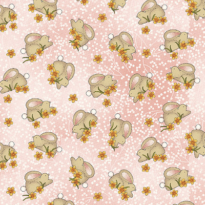 Fat Quarter Garden Days Hase Hasen Ostern rosa Nähen Baumwolle Quilten Stoff 