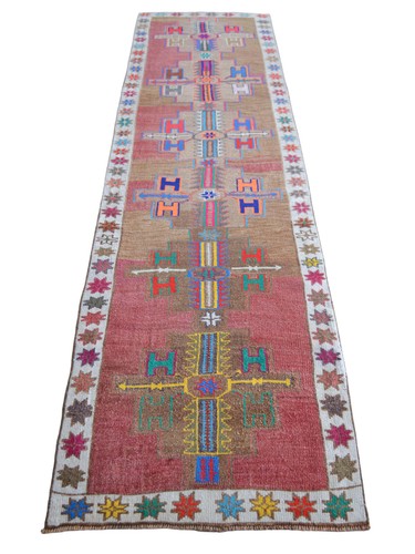 3x11 Runner Rug HandMade Turkish Rug Hallway Rug Low Pile Actual 2.10 x 10.11 ft - Picture 4 of 12