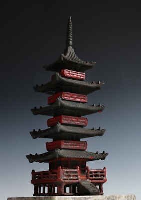Japanese Old Vintage Iron Figure FIVE STORY PAGODA 五重塔 Tsushima