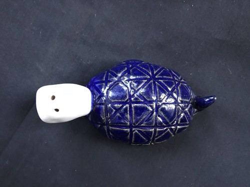 Handmade Ceramic Figurine Turtle Serpent Shell Marked Signed Blue Sea Creature - Picture 2 of 8