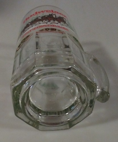 Vintage Budweiser Clydesdale Horse Holiday Large Heavy Glass Mug Stein 1989 Beer - Picture 7 of 7