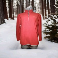 Eddie Bauer Marled Cranberry Men's Ribbed Quarter Zip Sweater Size Large Vintage