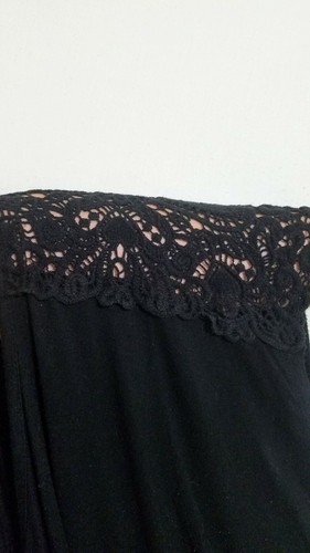 DB Established 1962 DressBarn Women Medium Black Lace Shoulder Knot Shirt - Picture 4 of 7