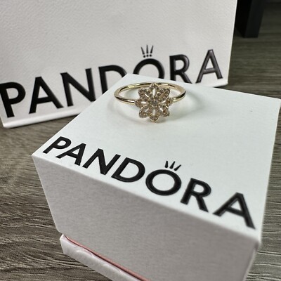 Authentic PANDORA Lace Botanique 14k Gold Ring 150182cz-50