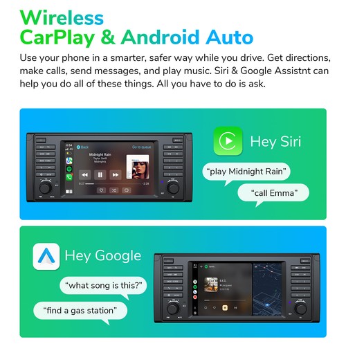 For BMW 5 Series 1996-2003 E39 Android 13 8-Core 7" CarPlay Car Radio GPS Stereo - Picture 5 of 33
