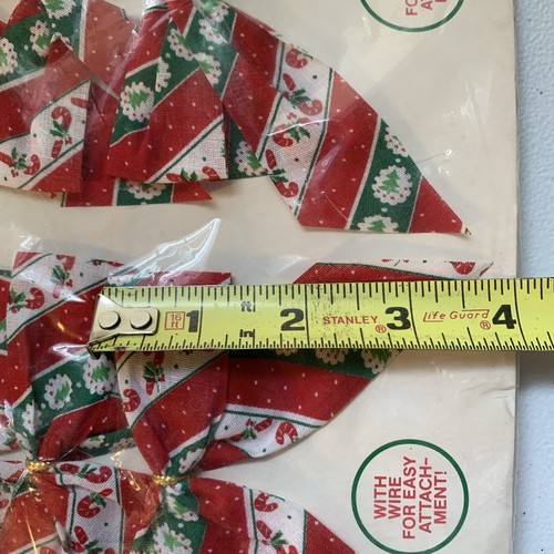 TRIM TIME Berwick Pa Fabric Bows 12 Candy Cane & Christmas Tree With Wire NOS - Picture 4 of 6