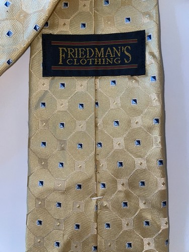Park Avenue by Mayers Friedmans Clothing Checkered Yellow Blue Tie 60" X 4" EUC - Picture 6 of 8
