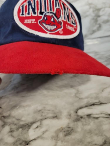 Vintage 90s Cleveland Indians Big Patch American Needle Nutmeg Snapback Hat MLB - Picture 8 of 8