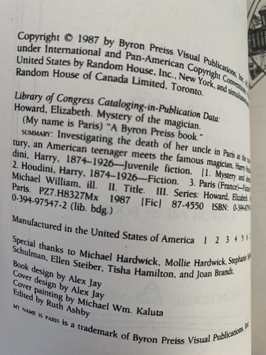 "My Name Is Paris: Mystery of the Magician" Elizabeth Howard paperback 1987 - Imagen 4 de 10