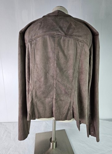 Kut from the Kloth Taupe Faux Suede Jacket Sz 1X Open Front Asymmetrical NWT - Picture 3 of 8