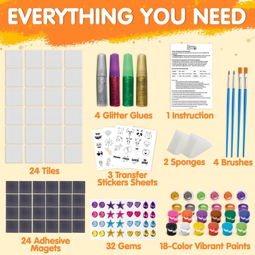 24 Magnetic Mini Tiles Art Kit, DIY Paint, Arts & Crafts for Kids - Picture 4 of 8