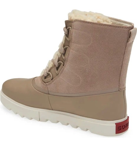 SOREL Joan Of Arctic Next Lite Waterproof Leather Shearling Boot 9.5 Omega Taupe - Picture 3 of 18