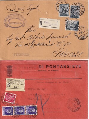 12648-KINGDOM, TUSCANY, 2 ENVELOPES IN RECOMMENDATION FROM PONTASSIEVE TO FLORENCE, MICHETTI + IMPER.