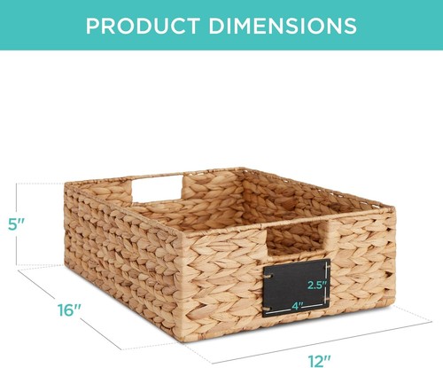 Set of 4 16x12in Large Water Hyacinth Pantry Baskets Woven Kitchen Organizers - Picture 7 of 7