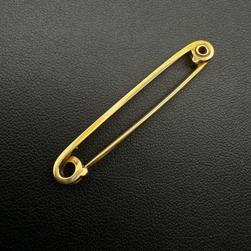Vintage 14k Yellow Gold Safety Pin Brooch with Three Gold Rings - Foto 8 di 10
