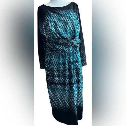 Anne Klein Casual Geometric Printed Wrap Jersey Sheath Dress USA 14 UK 16 - Picture 11 of 14