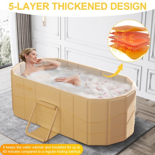 2in1 Portable Ice Bath tub / Hot Cold Plunge Tub Pool Foldable Large size +Cover - Picture 2 of 10
