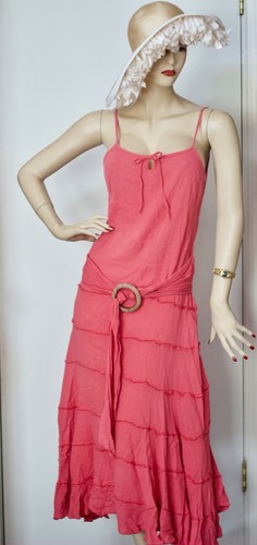 Vintage Phool India 70s 80s Bohemian Gypsy Coral Cotton Summer Boho Dress M - Picture 4 of 11