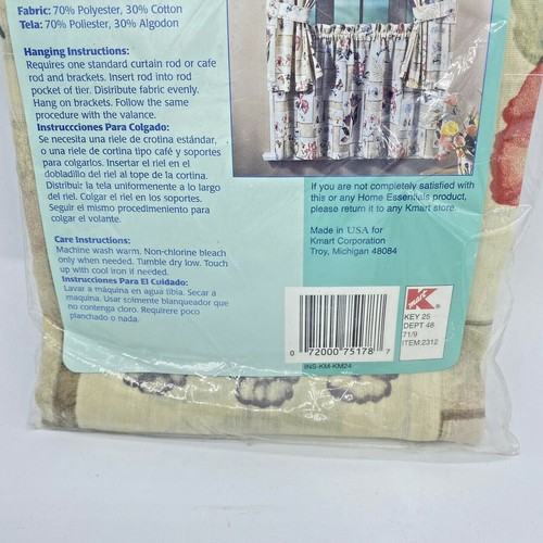 One Pair Home Essentials Tailored Tiers 58" W x 24" L NEW Taupe Vanessa - Picture 8 of 8