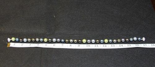 17" Tahitian 6-8mm Blue Multi Round Pearl Necklace w/Crystal Pave Clasp (A2) - Picture 5 of 11