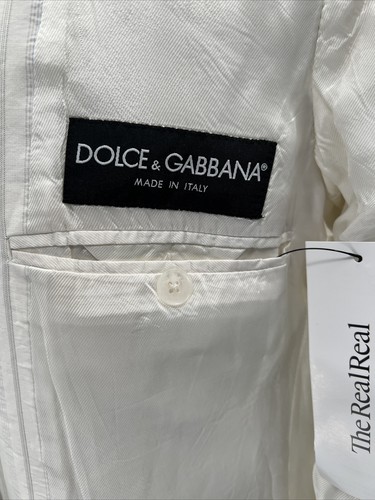 Dolce & Gabbana Men's Ivory Gray Striped Jacket Sport Coat Blazer 2 Button Sz NA - Picture 16 of 24