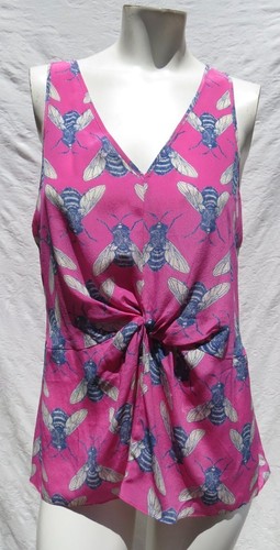 LEIFNOTES Anthropologie Damen 6 S rosa Bienendruck Seide Shirt Bluse Tank Top - Bild 1 von 5