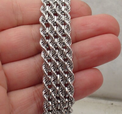 Four Row Wide Twisted Rope Link Bracelet Anti-tarnish Real