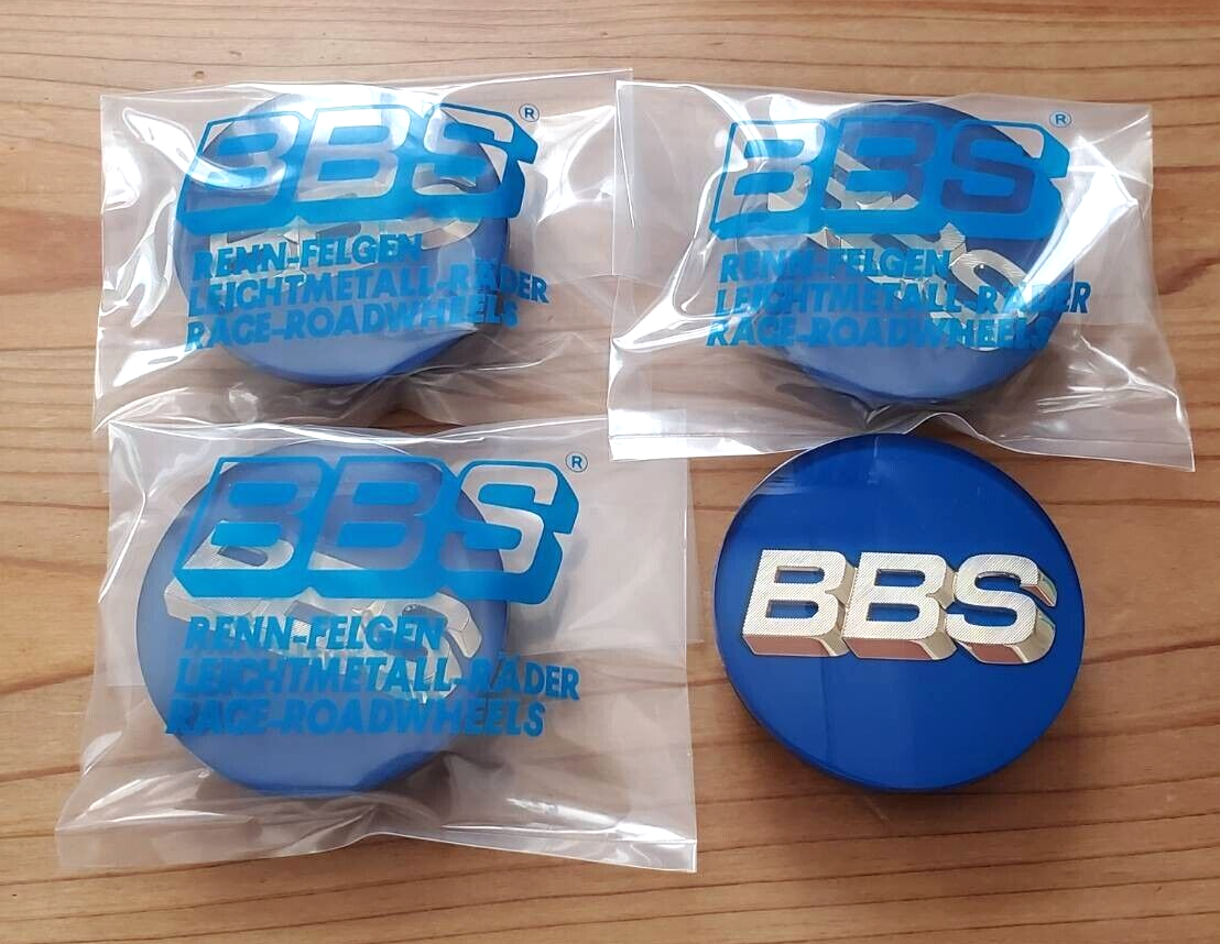 BBS Wheel Center Caps 70mm Genuine Emblem Blue Gold 3D Logo