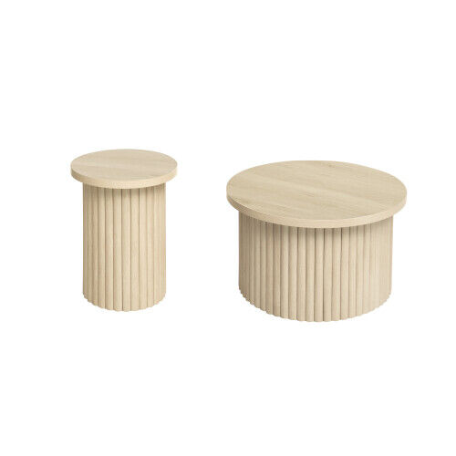 Coffee Table Set Of 2 Round Coffee Table Modern Side Tables Accent End Table - Picture 2 of 12
