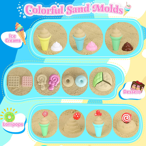 Collapsible Beach Toys Set for Kids Toddlers Girls, Collapsible Sand Bucket and - Picture 5 of 12