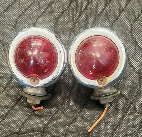 Vtg Guide Red DH Bullet Marker Lights Harley Knucklehead Panhead Big Twin - Bild 5 von 5