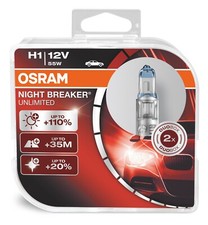 H1 (448) 2X OSRAM NIGHT BREAKER UNLIMITED +110% MORE LIGHT +35M BEAM +20% WHITER