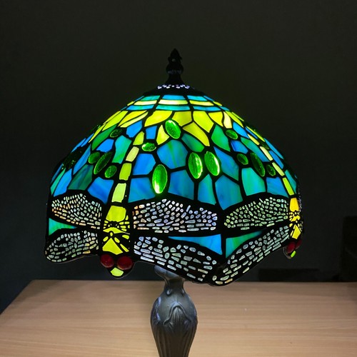 Lámpara de mesa estilo Tiffany vidrieras artesanales multicolor con bombillas gratis - Imagen 74 de 87