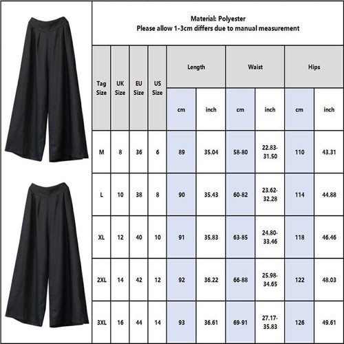 Ladies Womens Plus Size Plain Palazzo Trousers Baggy Wide Leg Flared Pants Harem - Picture 46 of 52