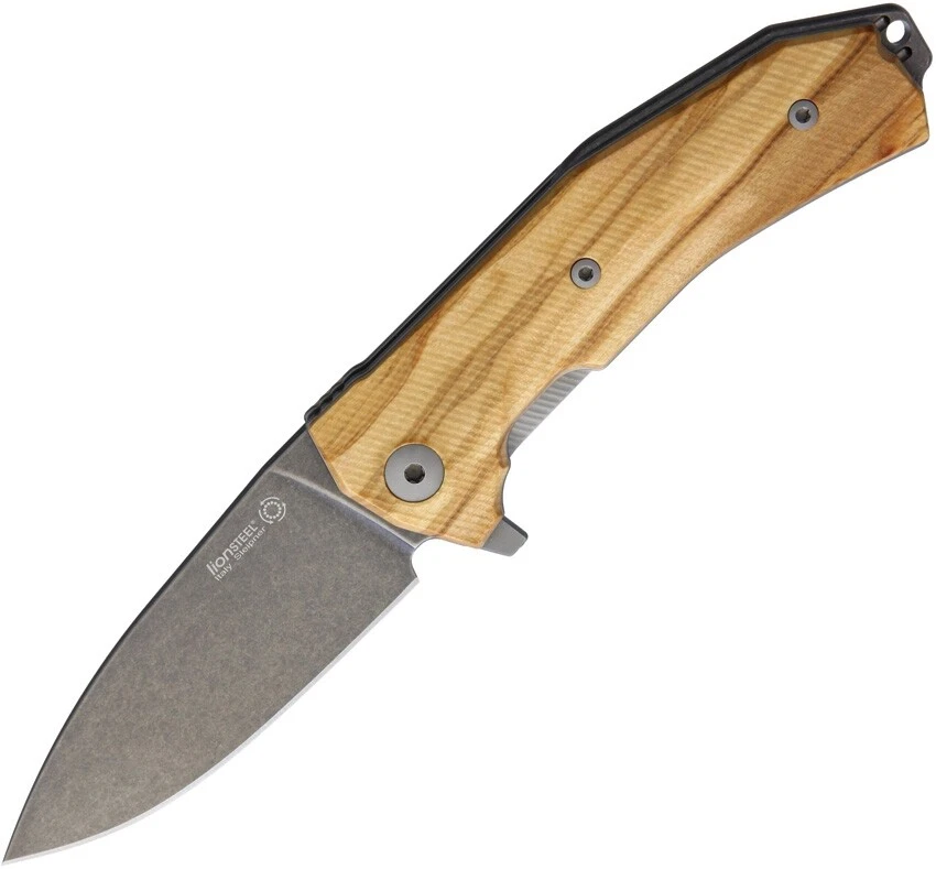 Cuchillo Plegable LionSTEEL KUR 3.5" Herramienta para Dormir Hoja de Acero Mango de Madera de Olivo Foto 2 de 3