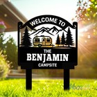 Personalized Welcome Garden Stake, Campsite Metal Yard Art, Camping Lover Gift