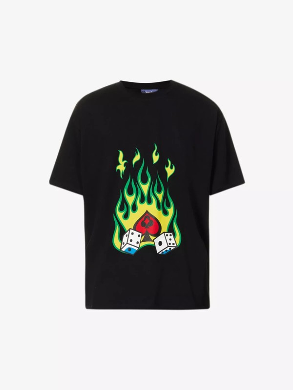 Just Don Dice Flames graphic-print relaxed-fit cotton-jersey T-shirt size XL