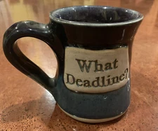 TUMBLEWEED POTTERY "WHAT DEADLINE?" HANDCRAFTED DRIP GLAZE Coffee Mug Ombré Blue