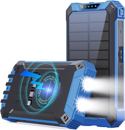 (Open Box)W22 Built in 4 Cables Qi Wireless Charger 36000mAh Solar Power Bank - Picture 20 of 21