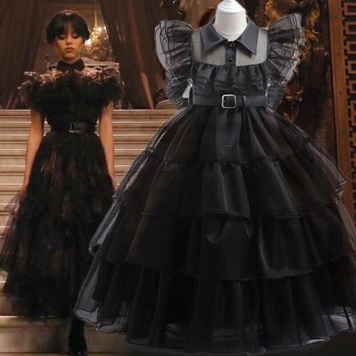 Cosplay Addams Family Wednesday Party Halloween Dress Kids Book Week Costume new - Picture 4 of 24