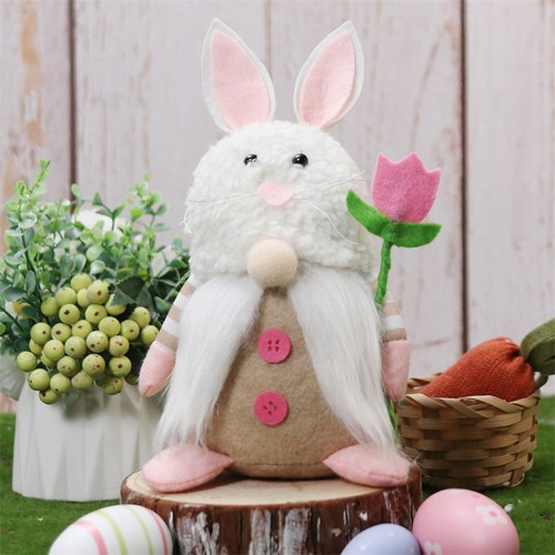 Easter Stuffed Bunny Ornament Cute Home Decor Spring Easter Desktop Faceless