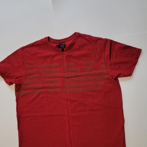 Armani Jeans Men Graphic Red Cotton T-shirt size L Regular Fit AJ Tee 21x26" - Picture 9 of 17