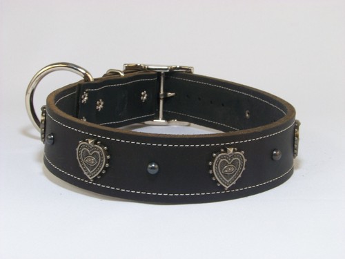 1 - 1/2 Inch - Wide Top Quality Leather Dog Collar W/ Heart Conchos Made in USA - Bild 11 von 19