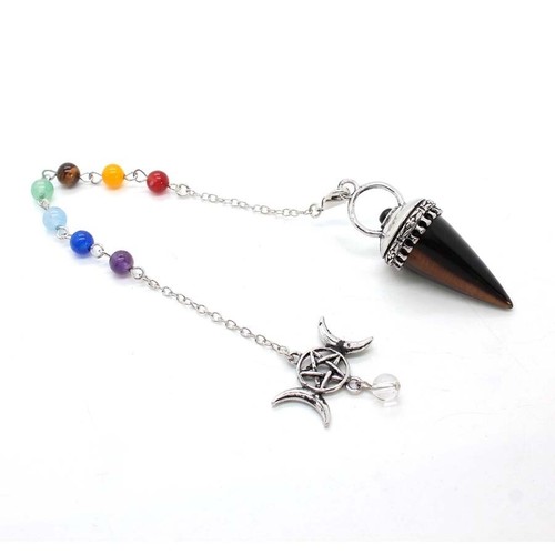 Chakra Crystal Quartz Round Cone Stone Pendulums Pendant For Dowsing Divination - Picture 8 of 11