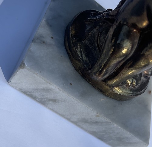 Crystal Bronze Cherub Mid Century Modern VTG Candy or Soap Dish On Marble Base - Picture 5 of 5