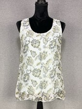 Elena Baldi Two-Layer Silk Blouse Size Small Yellow White Floral Made In Italy