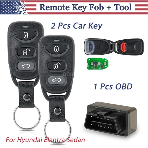 2 Repuestos Para Hyundai Elantra Sedán Mando a Distancia Llavero 4 Botones Con Kit De Herramientas EE. UU. - Imagen 1 de 12