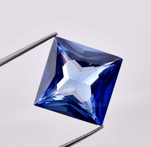 Gema suelta corte princesa zafiro azul real natural 18x18 mm certificado GIT - Imagen 3 de 6