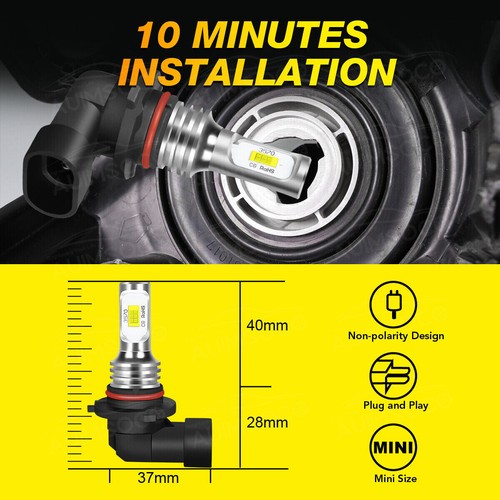 9005 9006 LED Faros Bombilla Kit 6000K Lámpara Súper Brillante Haz Alto Bajo Combo 4x - Imagen 7 de 12