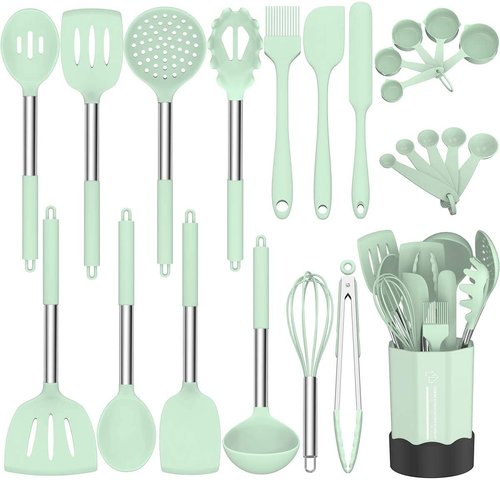 Silicone Cooking Utensil Set, Non-Stick Kitchen Utensil 24 Pcs Cooking Utensils